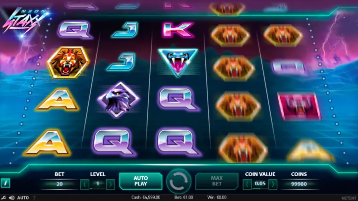 Neon Staxx slot machine with scatters